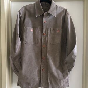 Men's suede Taupe Shirt Jacket with Button Details